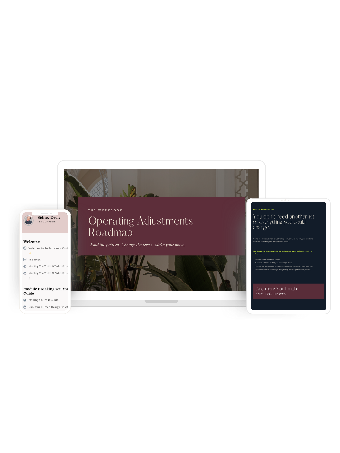 Operating Adjustments Roadmap shown across a phone, tablet and desktop